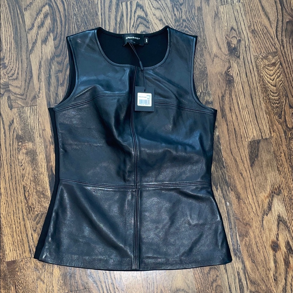 Mackage Women's Black Leather Vest XS NWT